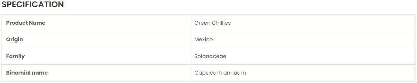 green chili export comsfy global